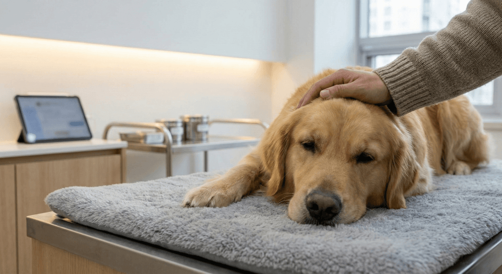 반려견 항암 치료 비용 상담 중인 모습